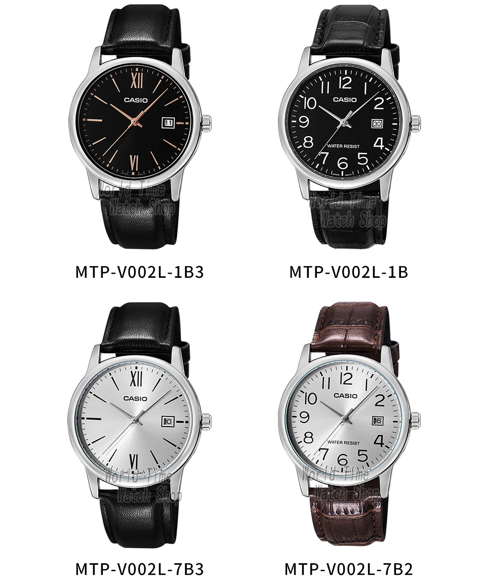 casio watch for men business casual style mtp v002l series simple relogio waterproof watch Four Casio watches displayed.