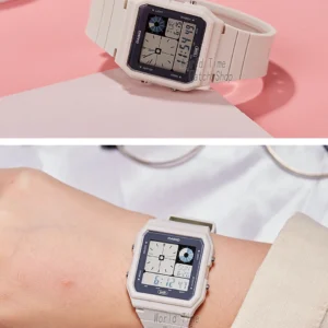 White digital watch with band