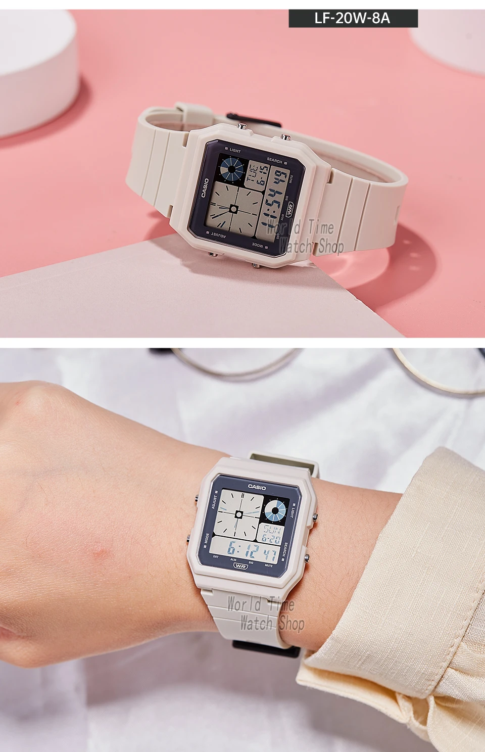 casio watch for neutral 2023 new styles set top brand luxury waterproof quartz wrist watch dual display vintage square lf 20w White digital watch with band