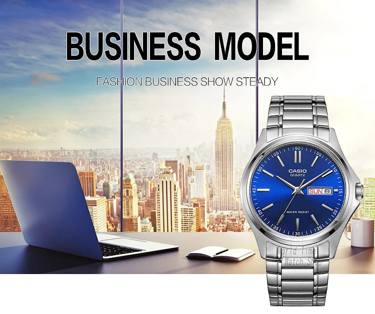 casio watch men simple week calendar waterproof quartz men watch business casual style Business watch on office desk