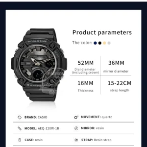 Black Casio world time watch