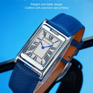 Blue leather two-sided watch