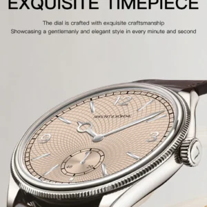 Elegant wristwatch dial and strap.