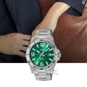 Men's business watch with green dial