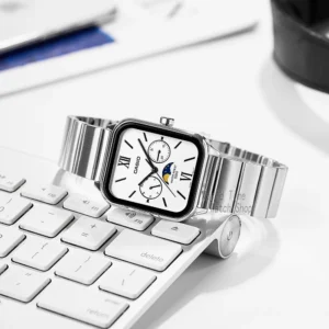Square watch on keyboard