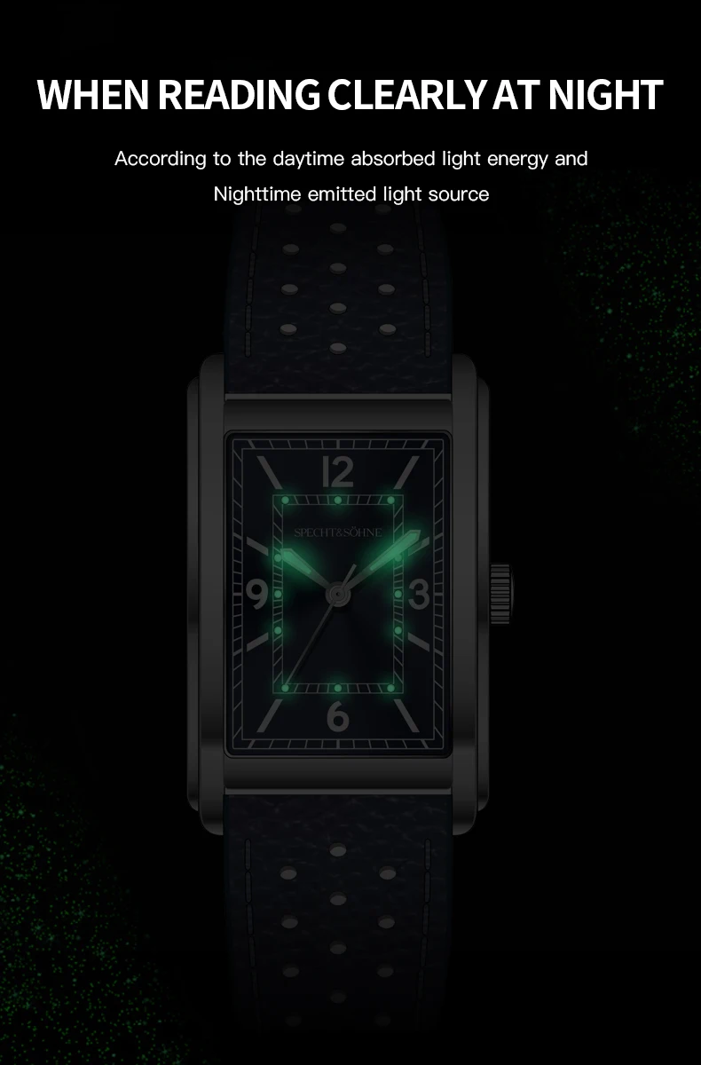 specht & söhne women's watch 27mm quartz watch stainless steel ar coated sapphire crystal wristwatch for wowen 50m waterproof Glow-in-the-dark watch face