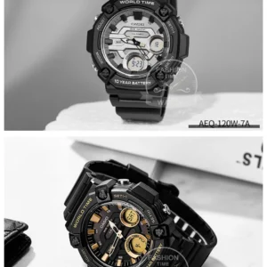 Black digital analog watch