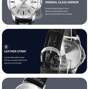 Silver analog watch details