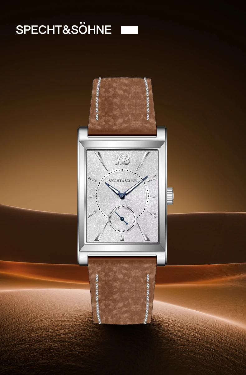 2025 new fashion specht & söhne square watch men's watches ultrathin japan movt casual men watch black color reloj hombre 26mm Rectangular watch with leather strap