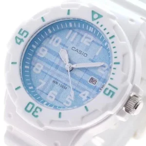 White and blue analog watch