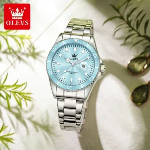 Light blue quartz watch