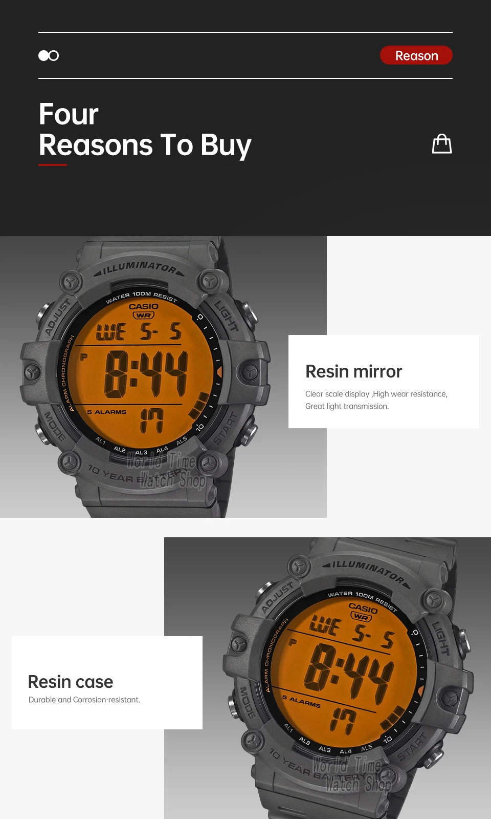 casio watch for men vintage square relogio masculino 2026 new model ae 1500whc series Gray digital watch display