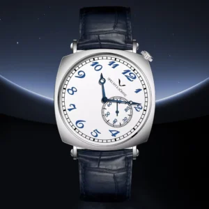 Classic wristwatch with blue hands