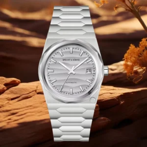 Silver automatic watch with date