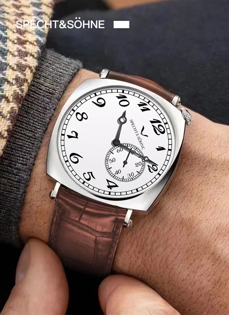 new luxury specht & söhne 1921 classic vintage men's automatic mechanical watch sapphire crystal genuine leather waterproof Classic wrist watch with leather band