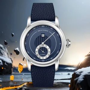 Mens blue leather strap watch