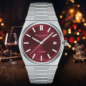 Luxury watch with red dial