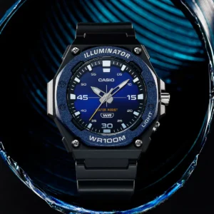 Blue analog digital watch