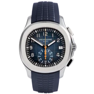 Blue dial watch with rubber strap