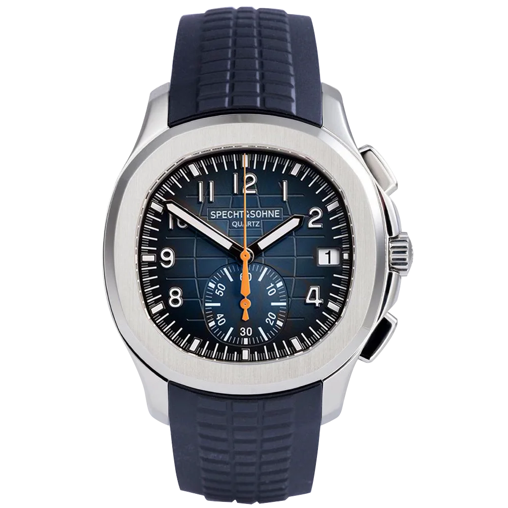 droppshiping products 2025 men watch specht&sohne japan chronograph quartz wristwatch rose gold relogio masculino 50m waterproof Blue dial watch with rubber strap