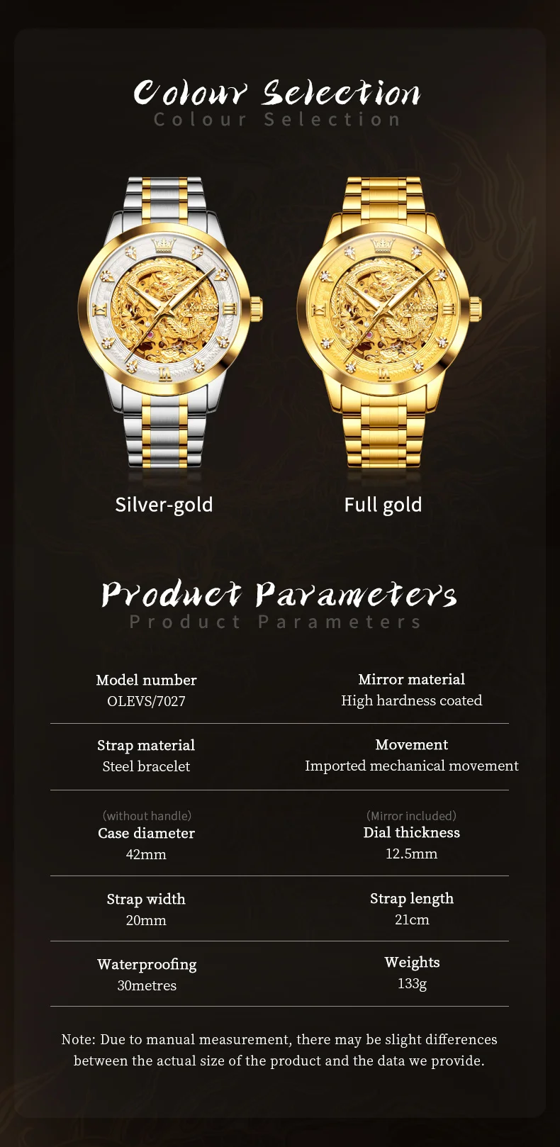 olevs gold steel dragon dial automatic watch men full steel waterproof miyota mechanical mens watches top brand luxury relogio Luxury mechanical watches, two colors
