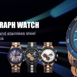 Men's chronograph wood watch.