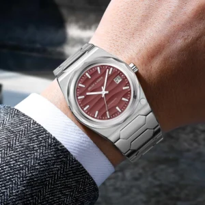 Men's silver watch with dial