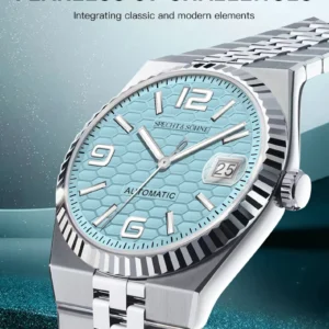 Automatic blue honeycomb watch