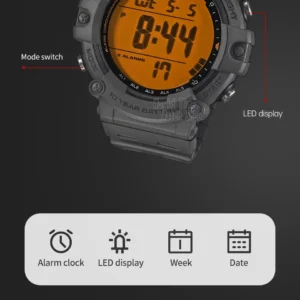 Digital watch LED display features