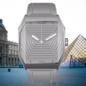 Modern silver watch face