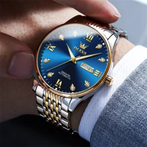 Luxury blue dial automatic watch