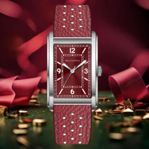 Rectangle watch with red strap