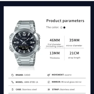 Casio stainless steel watch details