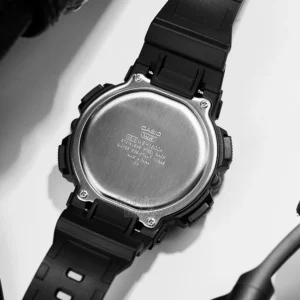 Black watch case back details