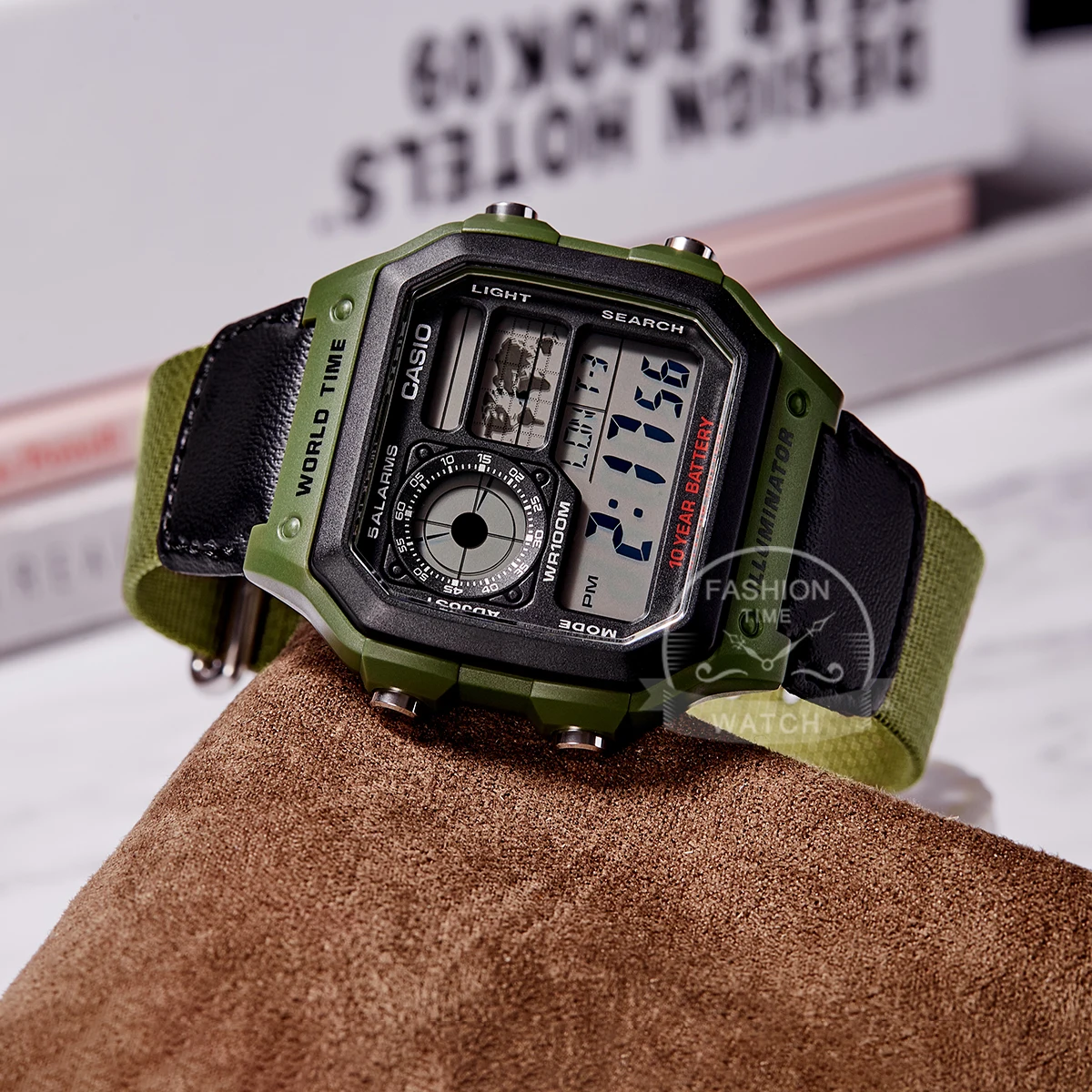 casio men's retro digital watch multifunctional classic style timepiece ae 1200whb 3b ae 1200whb 3b Green digital watch band