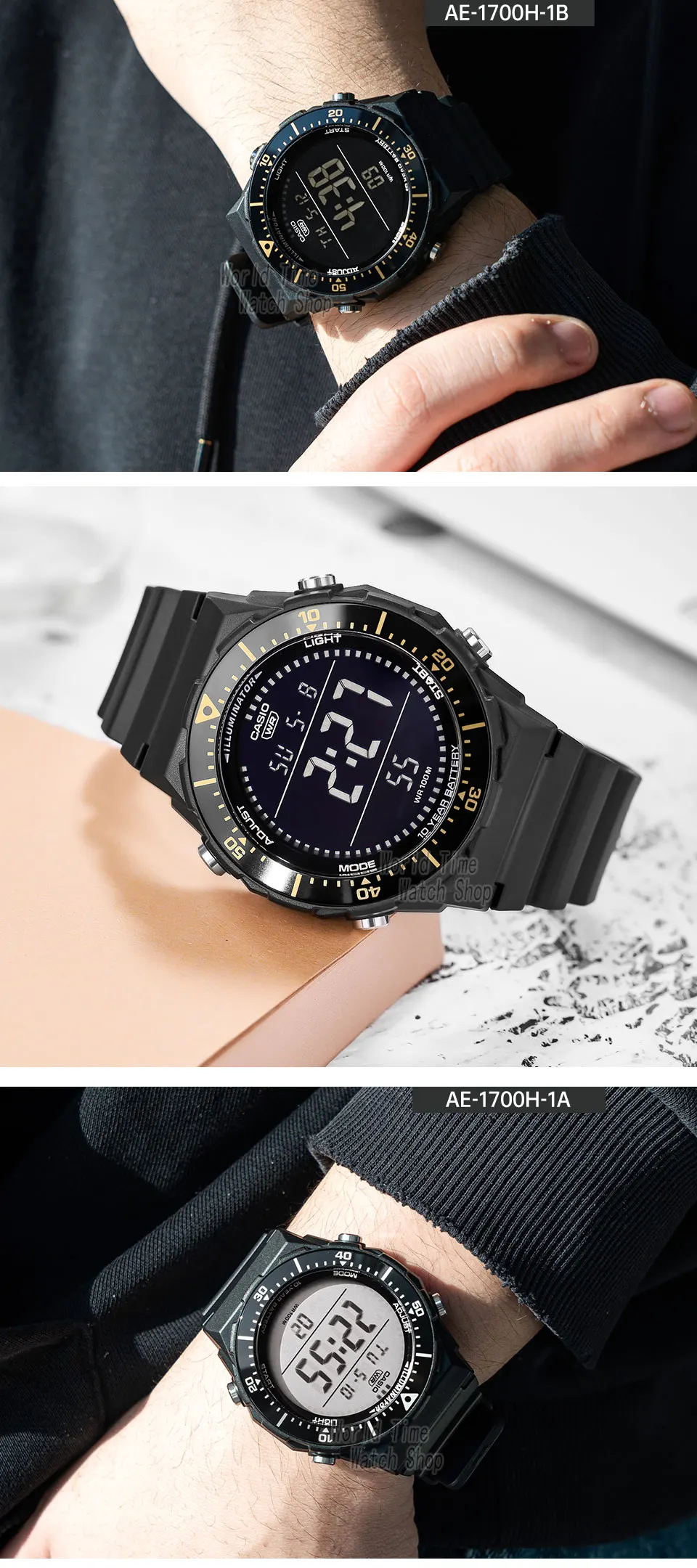 casio watch for men 2026 new model ae 1700h 1b top brand luxury suit relogio masculino часы мужские наручные Digital watch with black strap