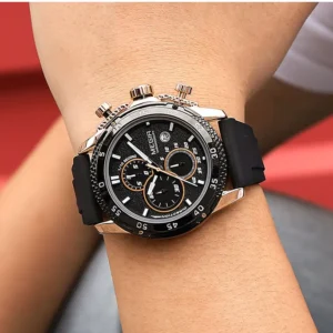 Black and gold chronograph watch