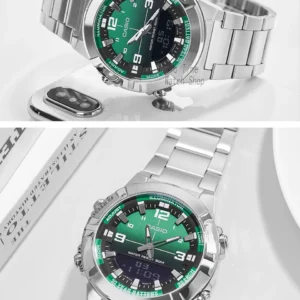Green Casio watch stainless steel band