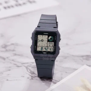 Square digital watch with gray band