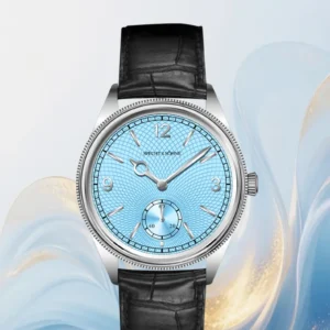 Men's blue dial leather watch