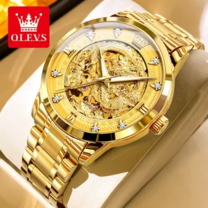 Gold dragon skeleton automatic watch