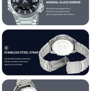 Silver metal watch details