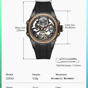 Automatic mechanical watch dimensions