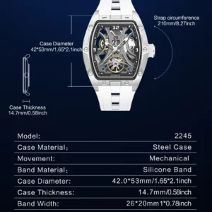White mechanical watch parameters
