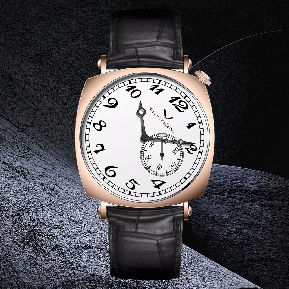 new luxury specht & söhne 1921 classic vintage men's automatic mechanical watch sapphire crystal genuine leather waterproof Luxury watch with leather strap.
