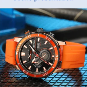 Orange watch with black face