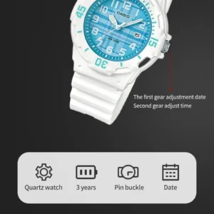 White watch with blue dial