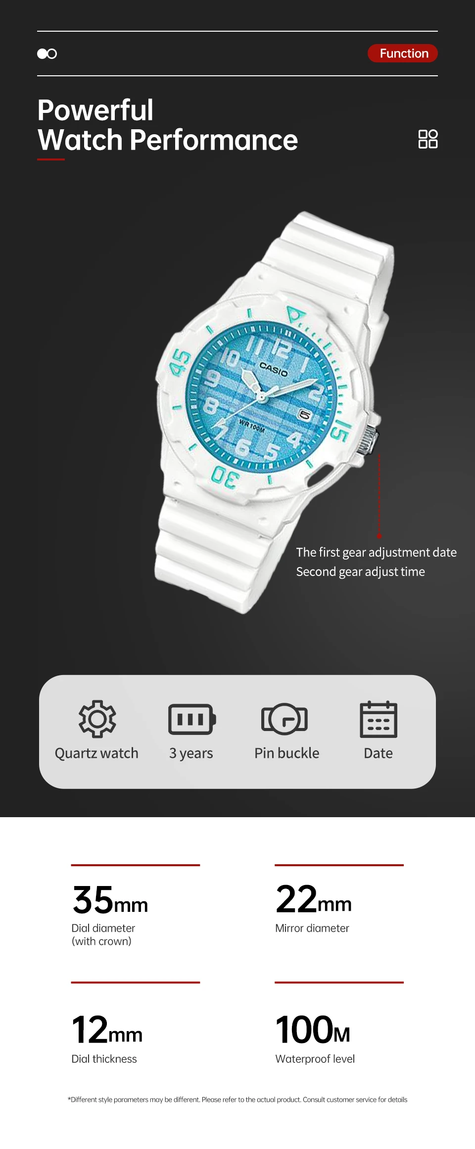 casio watch casual waterproof bright colors fashion reloj suitable for women and kids lrw 200h new mode White watch with blue dial