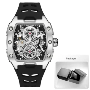 Skeleton automatic watch with package