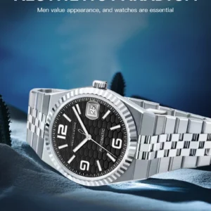 Silver automatic watch dial